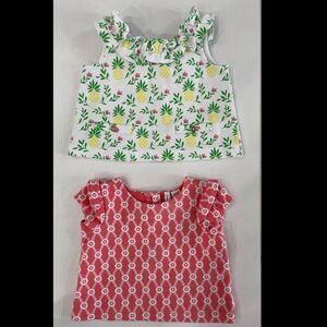 Janie and Jack Lot of Two Ruffle Ponte Top Orange and White Size 12/18 Month